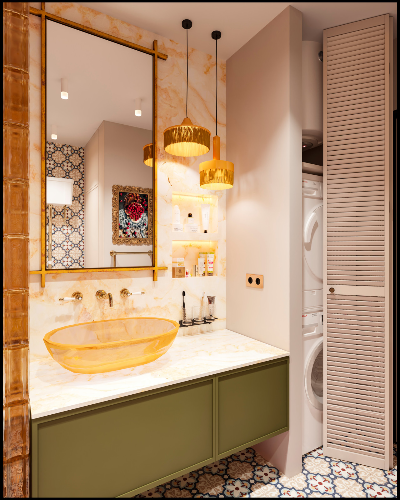 Эклектичный проект квартиры с огромной гардеробной с окном