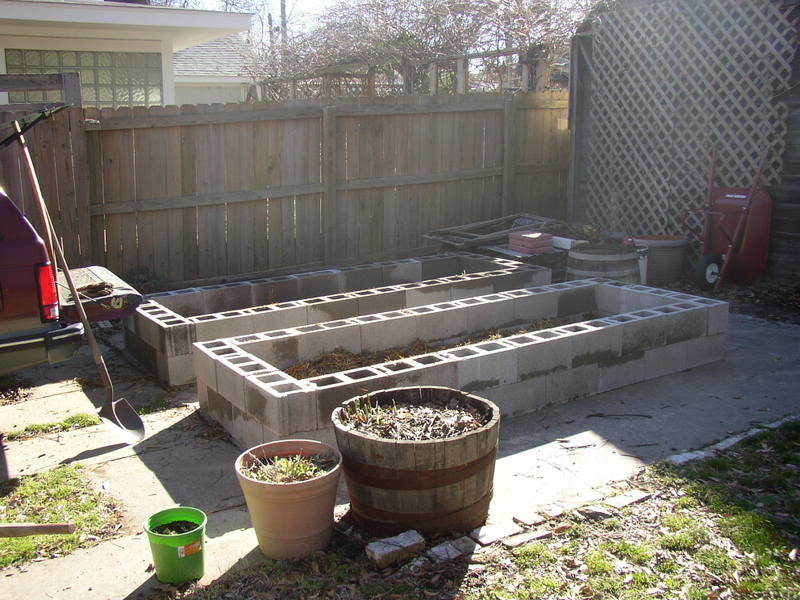 Raised beds on concrete pad