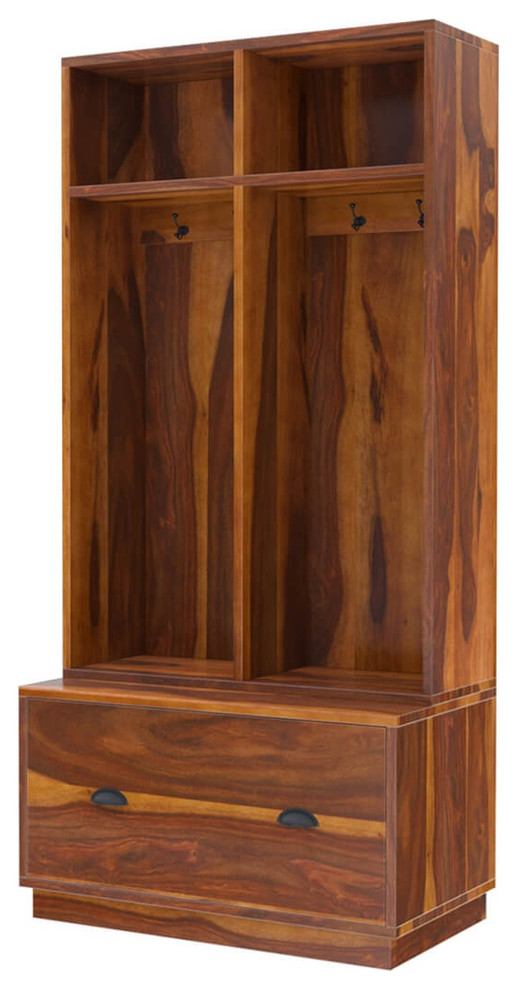 Barlow Rustic Solid Wood Entryway Hall Tree With Storage Rustic Hall Trees by Sierra