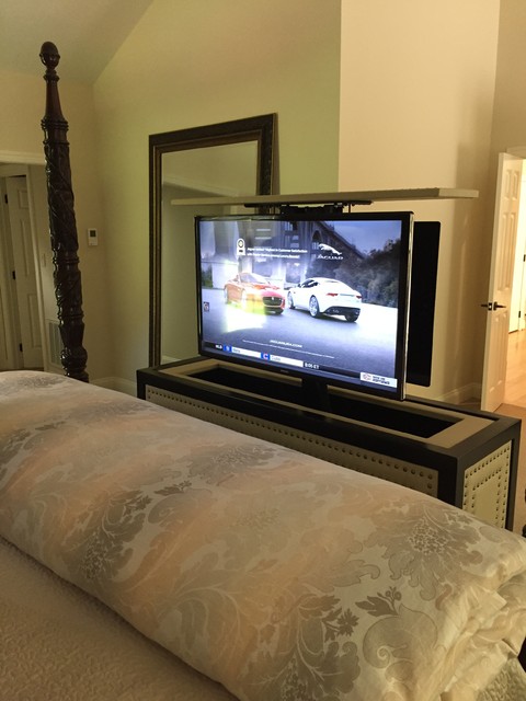 Leather Studded Tv Lift Furniture At Foot Of Bed Transitional Leather Studded Tv Lift Furniture At Foot Of Bed Transitional