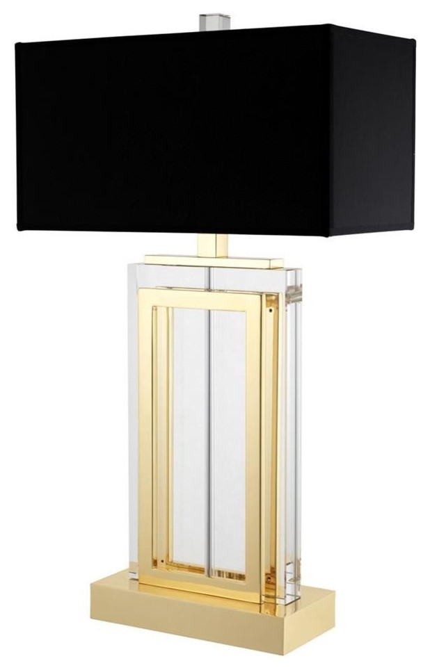 Glass Table Lamp, Eichholtz Arlington, Black, 8"x15"x25"
