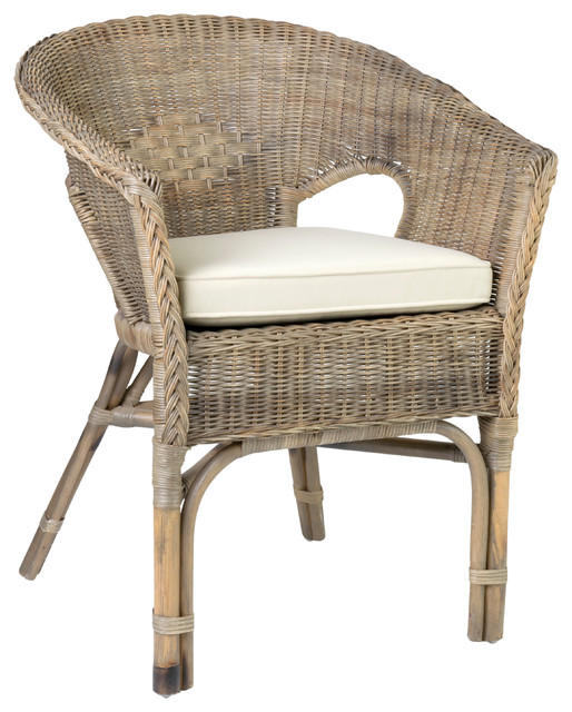 East at Main Rattan Square Accent Chair, Collins Brown - Tropical ...