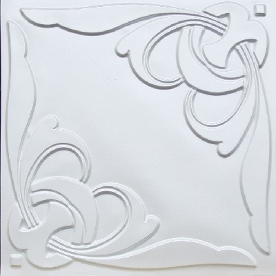 24"x24" D216 PVC White Pearl Faux Tin Ceiling Tiles- Glue up or Drop in