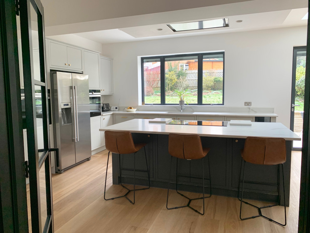 Design ideas for a contemporary kitchen in Hertfordshire.