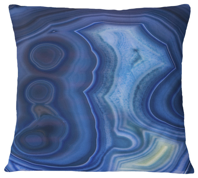 Blue Agate Stone Design Abstract Throw Pillow, 18"x18"