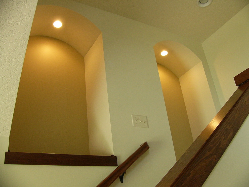 Mid-sized transitional spiral staircase photo in Chicago