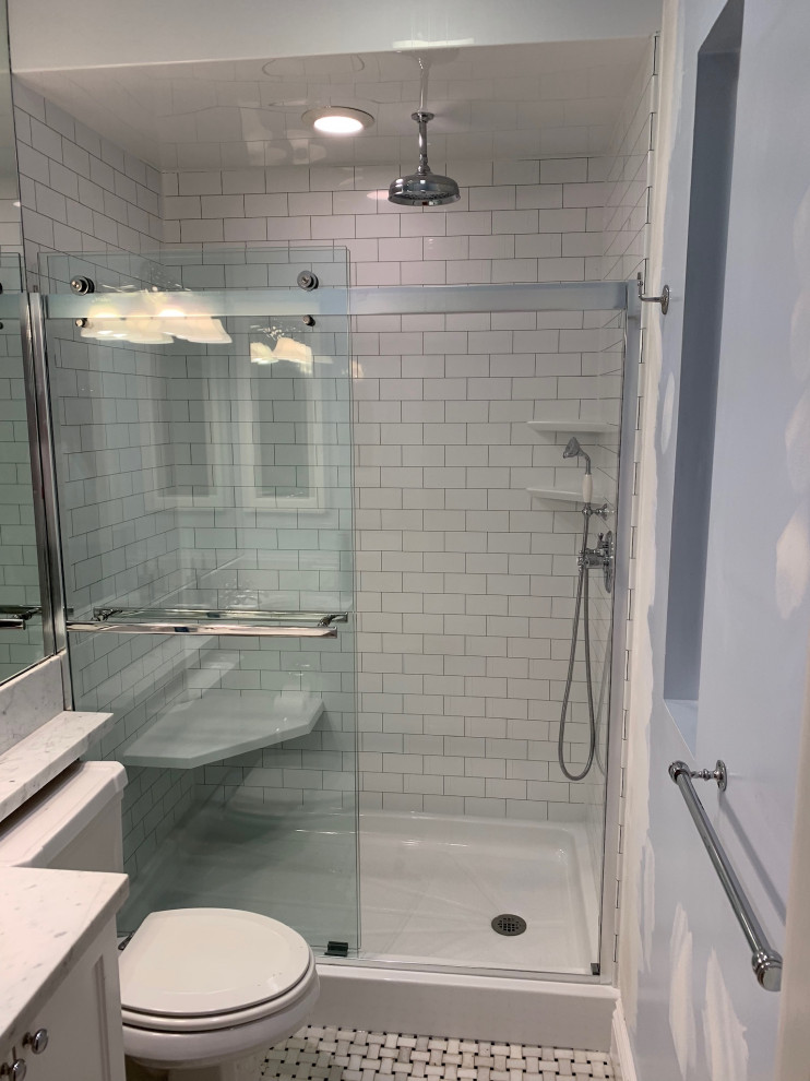 Classic White Subway Tile Shower with Chrome Accents - Bathroom - San ...