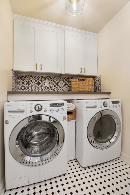 Neutral Tones Enhancing Laundry Serenity transitional-utility-room