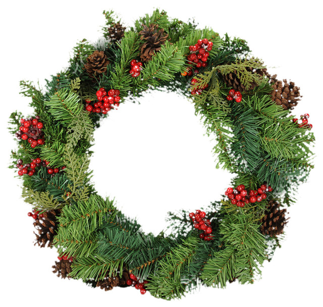 24 quot red berry and pine cone artificial christmas wreath 24 quot red berry and pine cone artificial christmas wreath