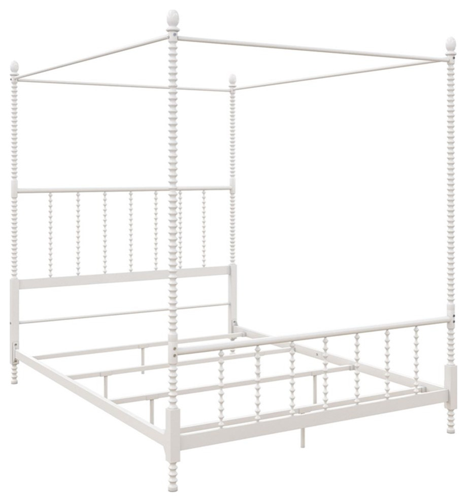 DHP Emerson Metal Canopy Bed in Full Size Frame in White Traditional