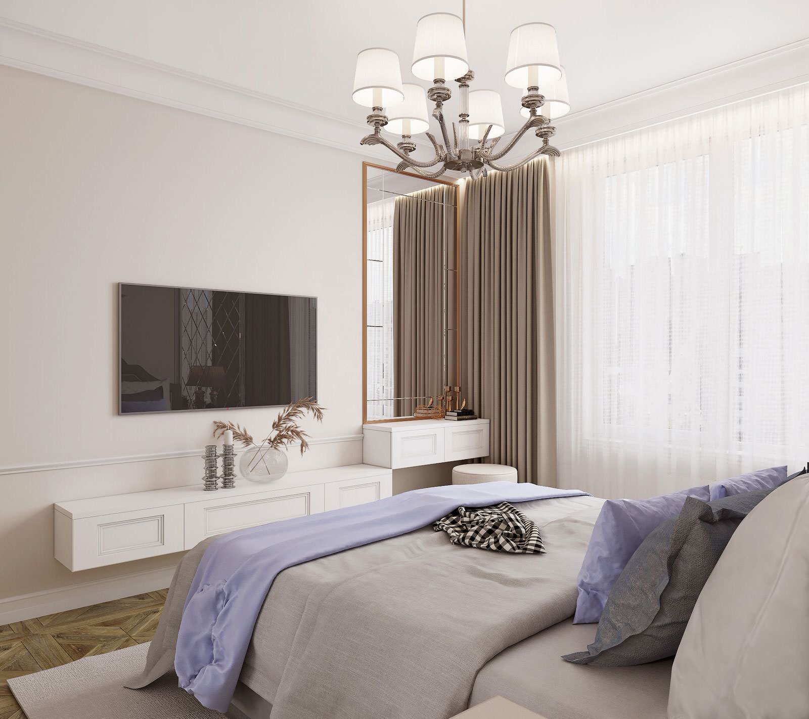 Итоговая визуализация проекта интерьера трёхкомнатной квартиры