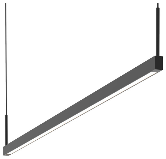 Thin-Line One-Sided LED Pendant, Satin Black, 4' One-