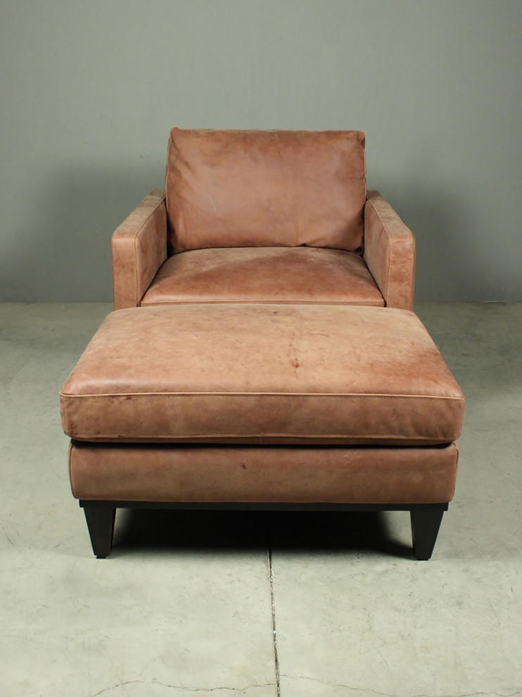 framed chair + ottoman – cigar brown leather