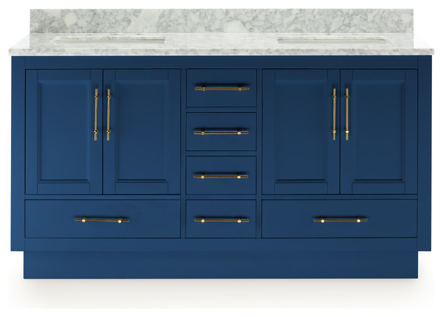Kendall Blue Bathroom Vanity With Plinth Base Transitional Bathroom Vanities And Sink Consoles By Houzz