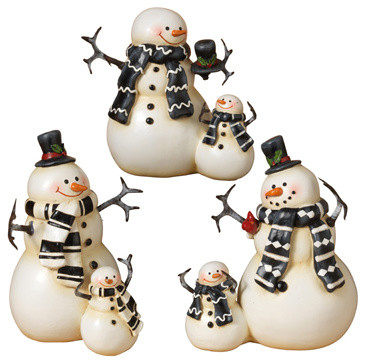 Resin Coupled Snowmen Figurines, Set of 3 - Holiday Accents And ...