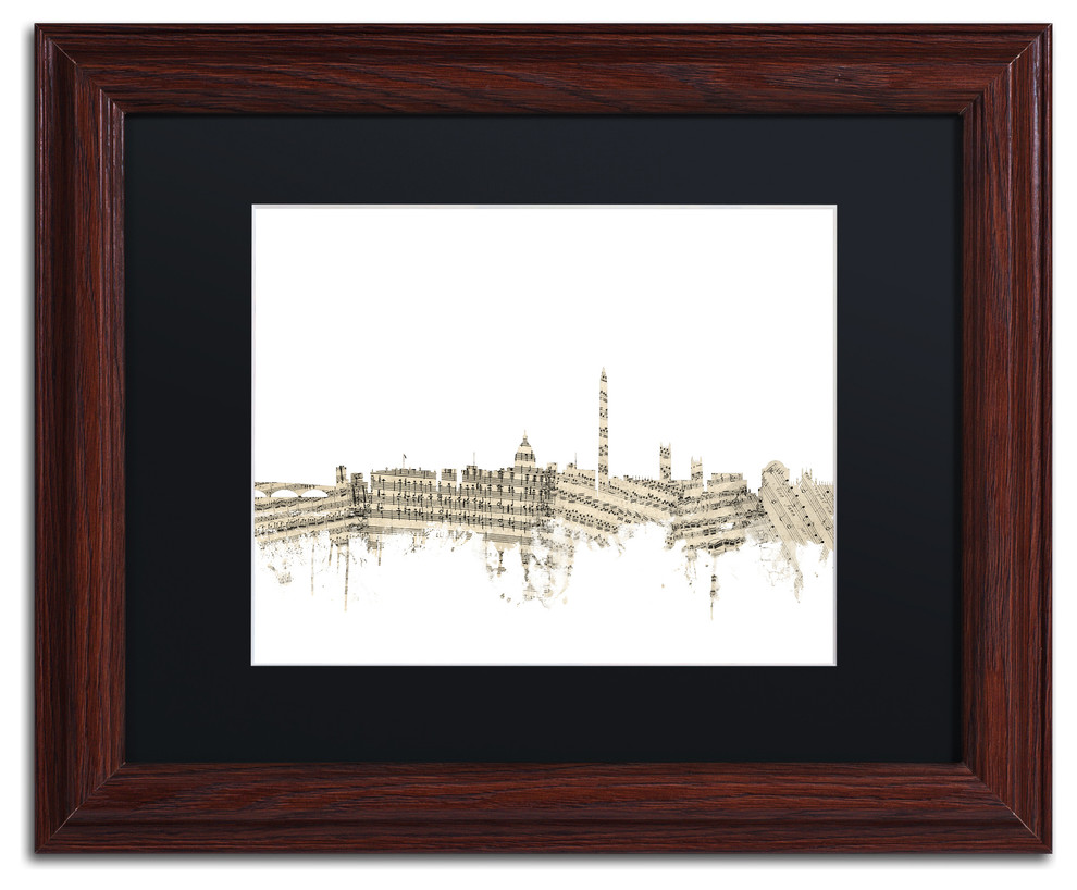 "Washington, DC Skyline Sheet Music II" Framed Canvas Art by Michael Tompsett