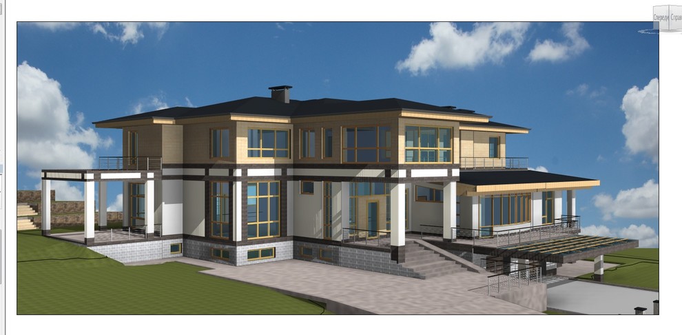 Дом на рельефе в стиле Райта