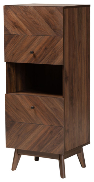 Hugo Mid-Century Storage Cabinet, Walnut Brown