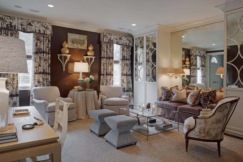 This is an example of a transitional living room in Atlanta.