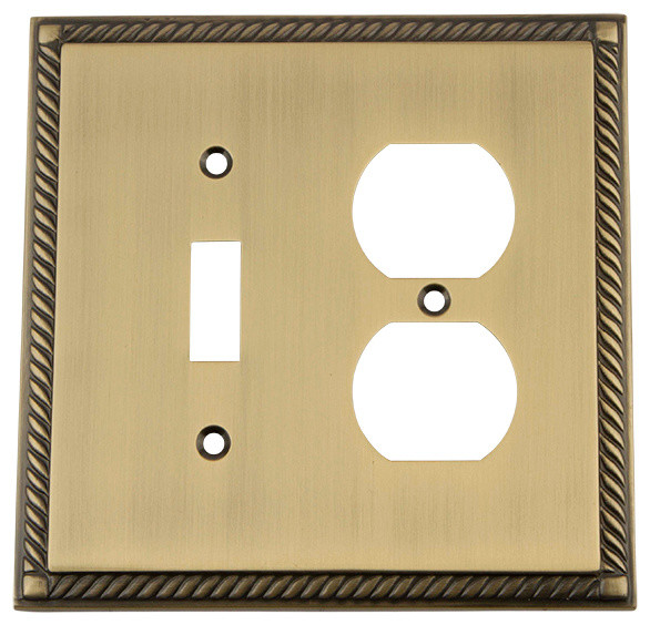 NW Rope Switch Plate With Toggle and Outlet Traditional Switch