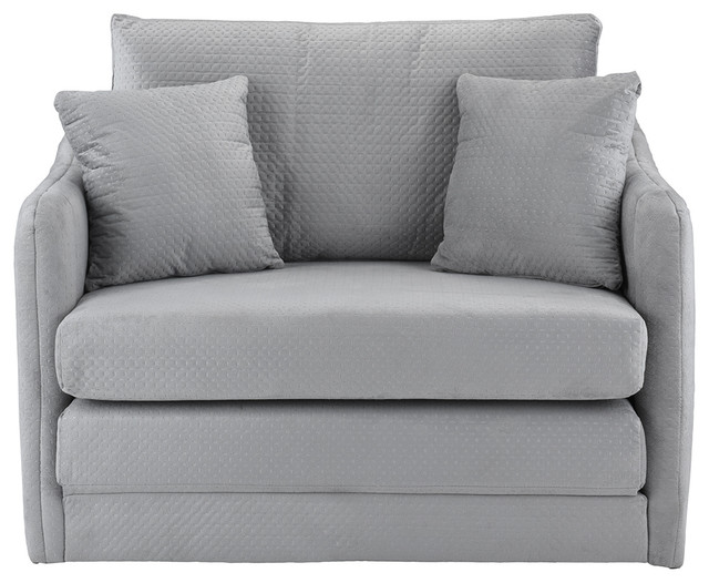 Modern Soft Brush Microfiber Modular Convertible Sleeper Chair Modern Soft Brush Microfiber Modular Convertible Sleeper Chair Light Gray