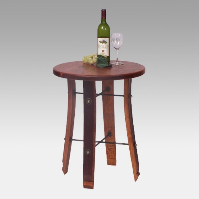 2 Day Designs Reclaimed Wine2Night Round Stave End Table - 4064