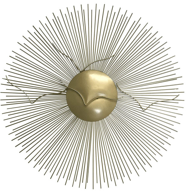 DecorShore Contemporary Gold Sunburst Metal Wall Art For Wall Decorations Midcentury Metal