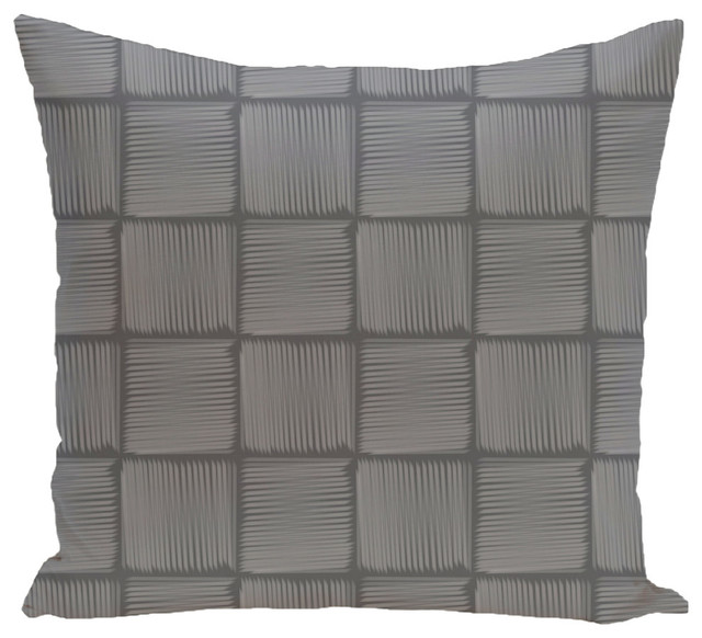 Basketweave Geometric Print Pillow, Gray, 20"x20"