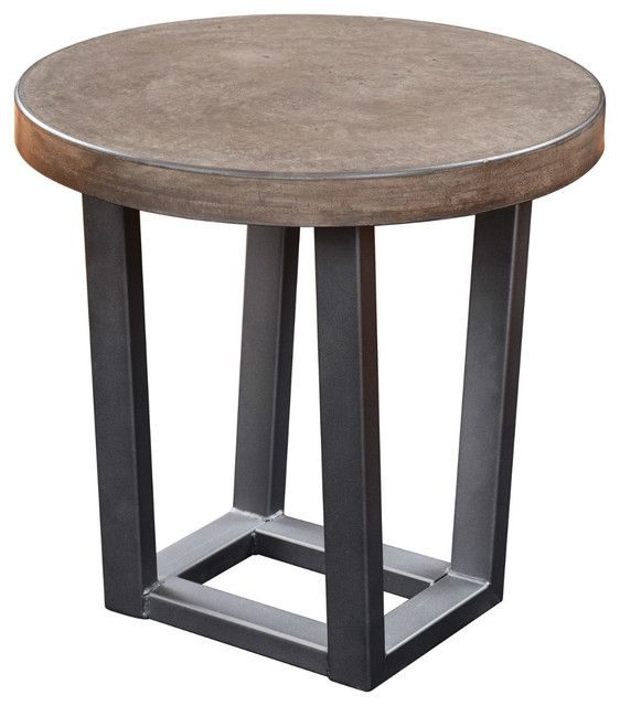 Concrete Top End Table Round 22 Metal Base