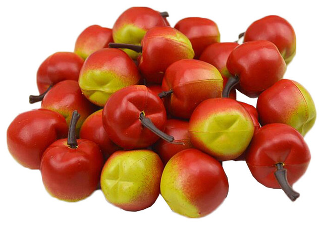 Plastic Artificial Mini Red Apple Kitchen Party Decoration Pack Of 40