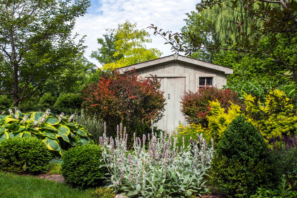 This is an example of a mid-sized traditional detached garden shed in Other.