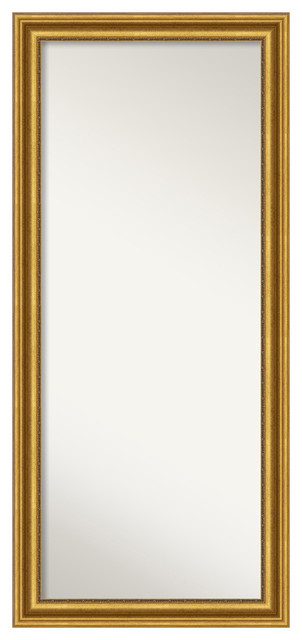 Floor Leaner Full Length Mirror In Gold, 33 4 Inch X 77 Leaner Floor Mirror In Gold