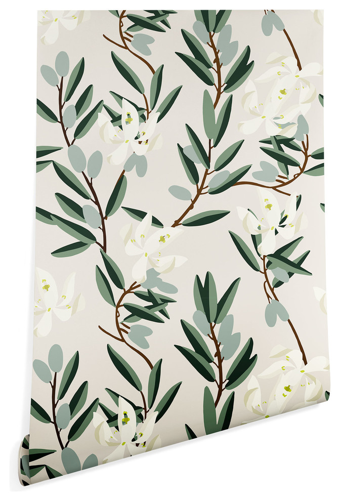 Deny Designs Holli Zollinger Olive Bloom Wallpaper - Contemporary