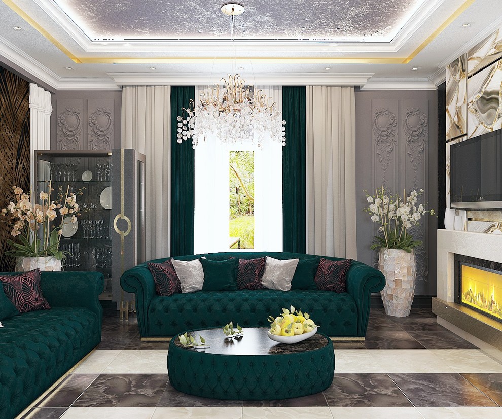 Зона тв в частном домовладении в стиле арт-деко (г.Пятигорск)