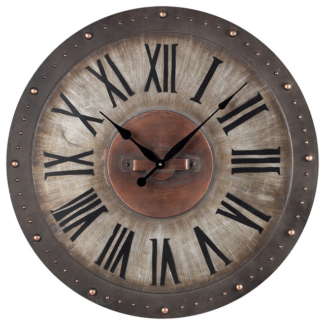Download Metal Roman Numeral Outdoor Wall Clock - Rustic - Wall Clocks - by Buildcom