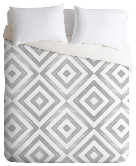 Little Arrow Design Co Watercolor Diamonds Grey Duvet Cover Set Little Arrow Design Co Watercolor Diamonds Grey Duvet Cover Set Contemporary Covers And Sets By Deny Designs