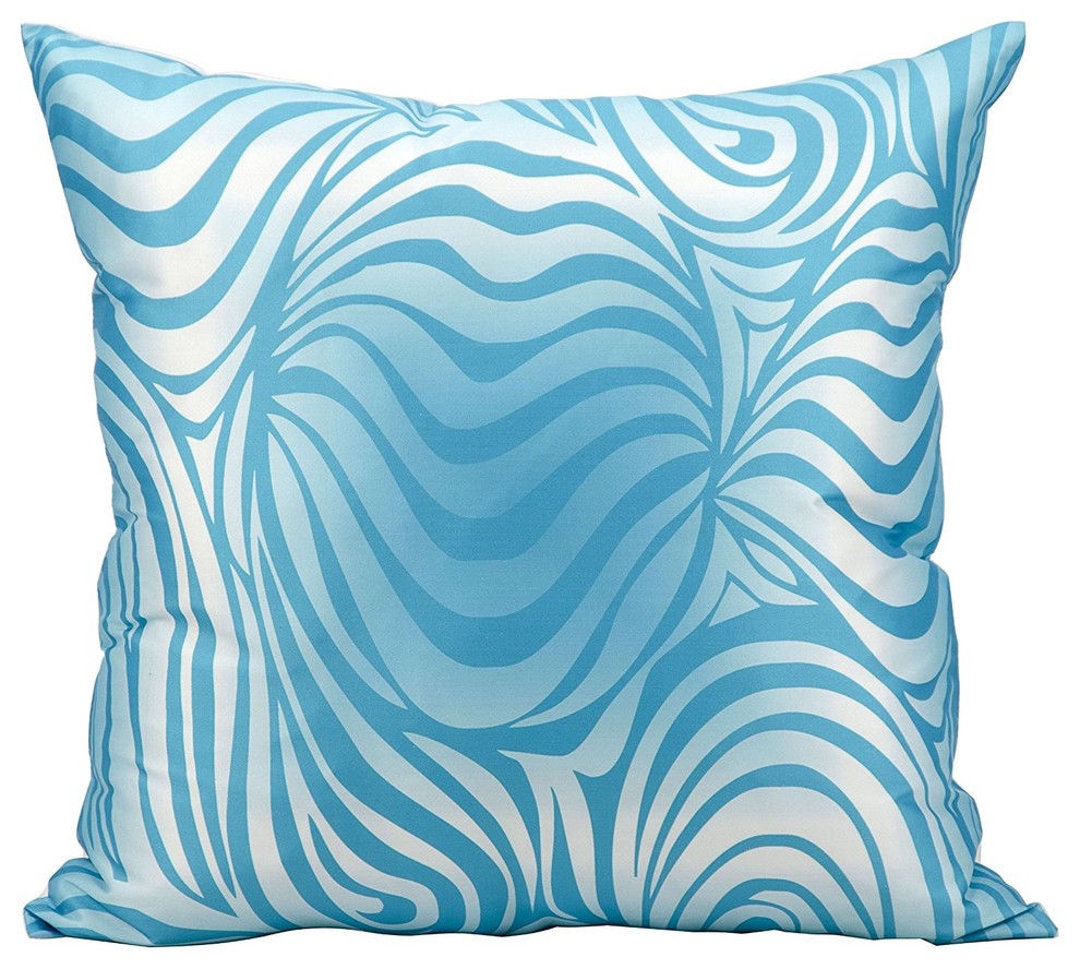 Mina Victory Zebra Turquoise Outdoor Throw Pillow Contemporary