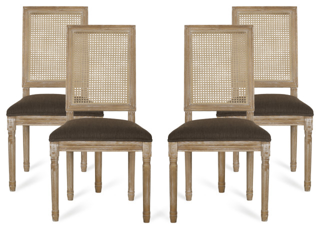 Brownell French Country Wood And Cane, French Square Upholstered Dining Chairs