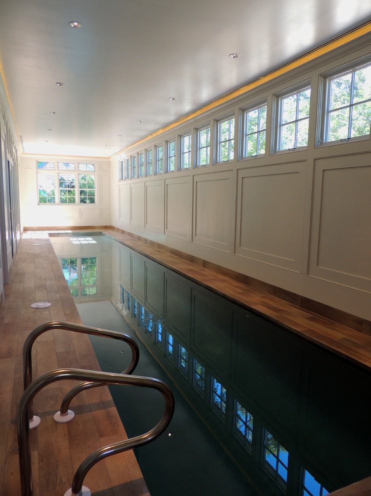 Traditional indoor rectangular pool in Boston.