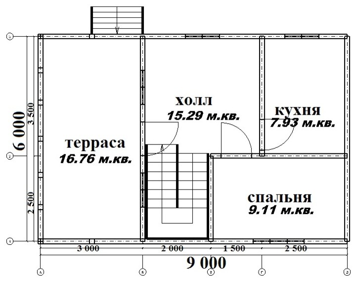 "Истра" - проект дома из бруса 6х6 с террасой 6х3