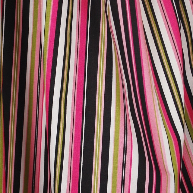 Beach Umbrella Black Pink Waverly Striped Fabric