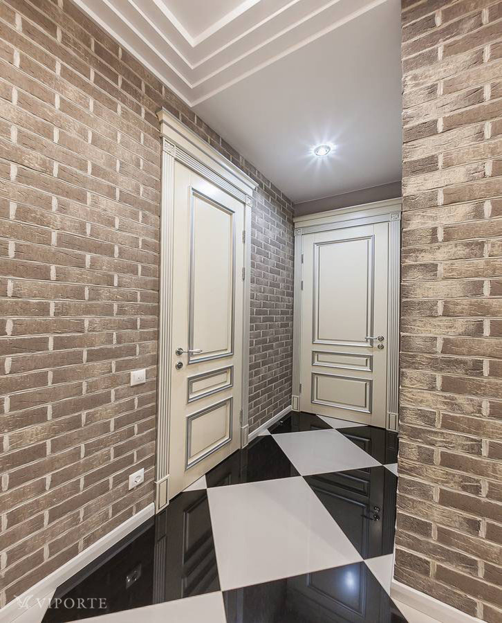 Дверь из массива бука Рим в интерьере "В тауповых тонах"