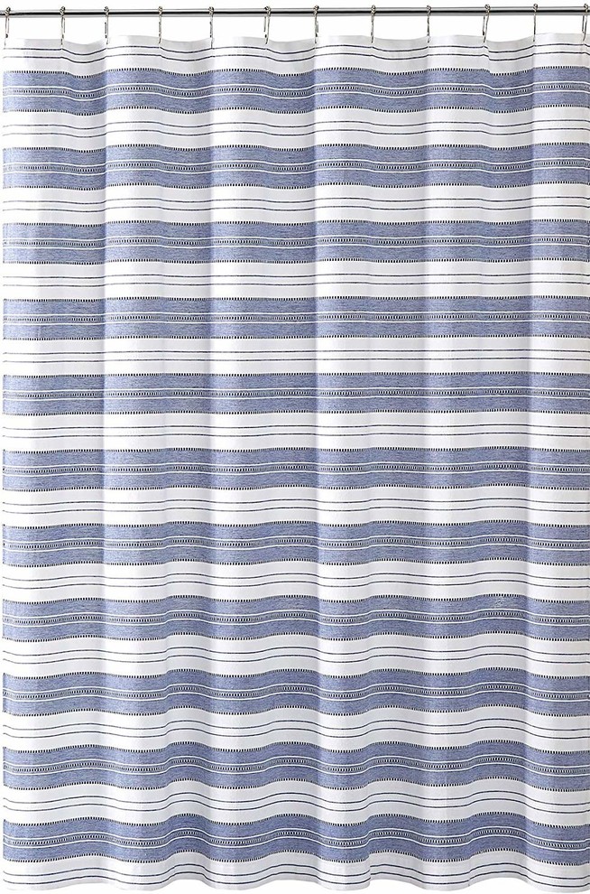 Fabric Shower Curtain Striped Detailed Decorative Weave Contemporary