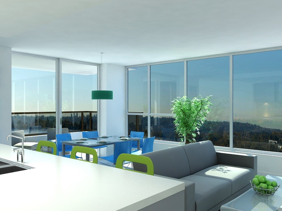 Дизайн кухни-гостиной в морском стиле