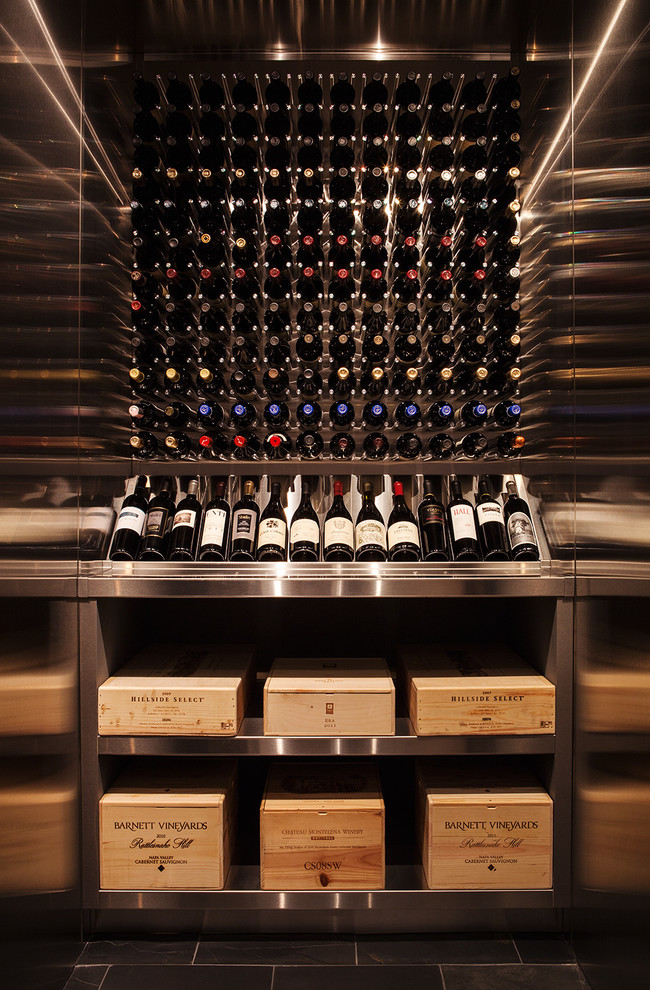 Design ideas for a transitional wine cellar in San Francisco.