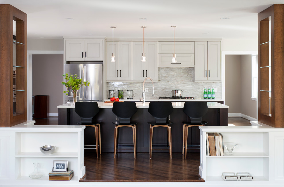 Inspiration for a large transitional open concept kitchen remodel in DC Metro with an island