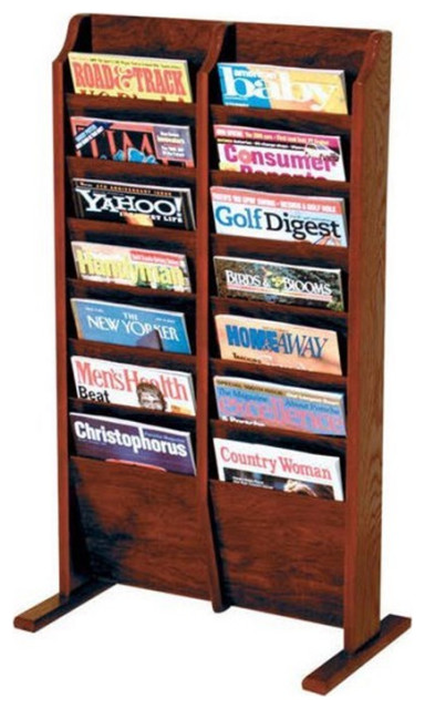 Welcome Magazine Rack Pemberly Row 14 Pocket Magazine Rack in Mahogany - Transitional ...
