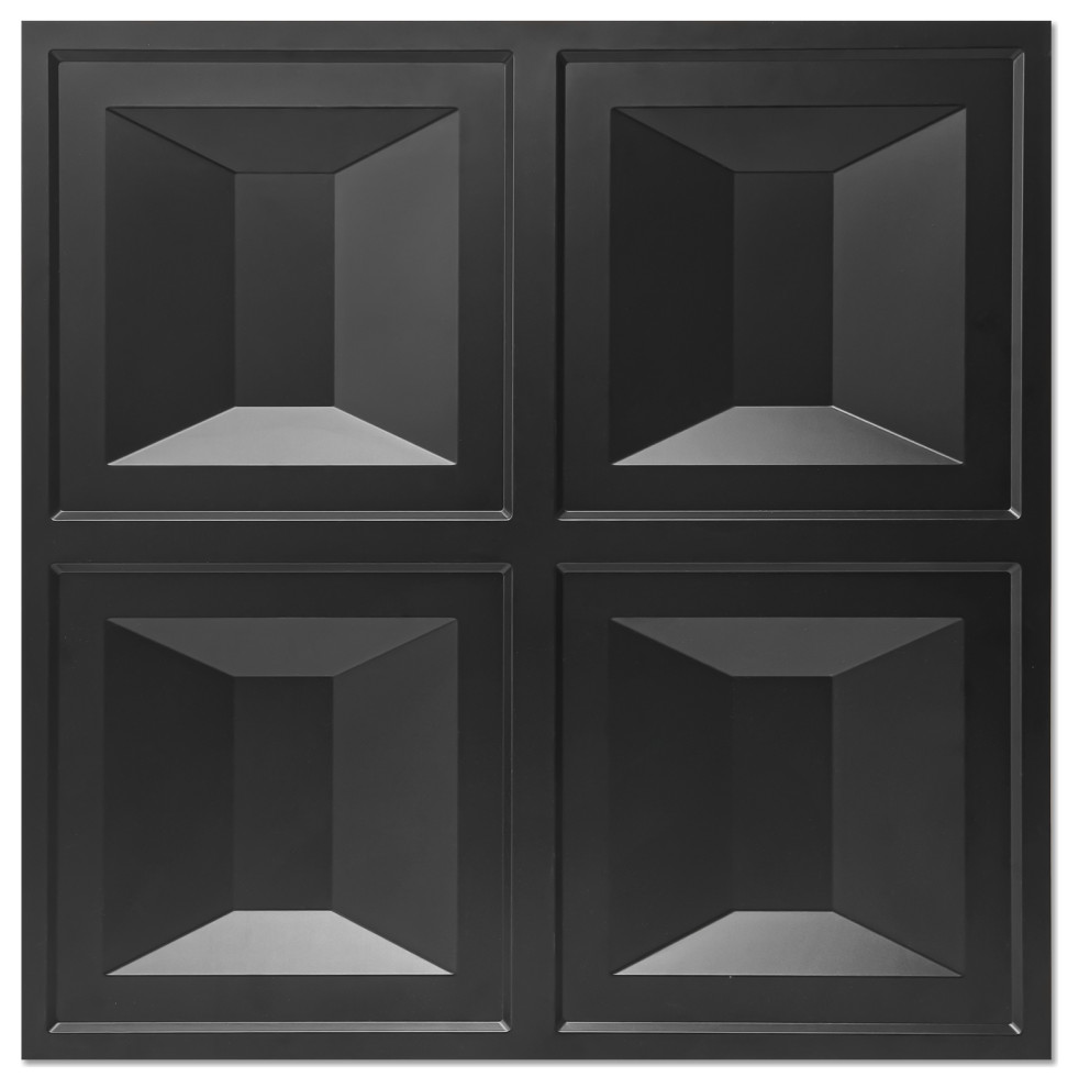 Art3d Drop Ceiling Tiles 12 Sheets PVC Decorative Glue up Ceilng Panels 2x2ft, Black