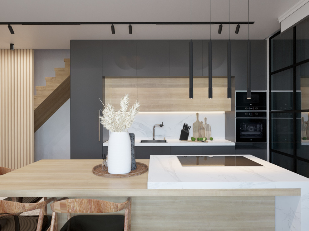 Современный интерьер двухуровневой квартиры 2