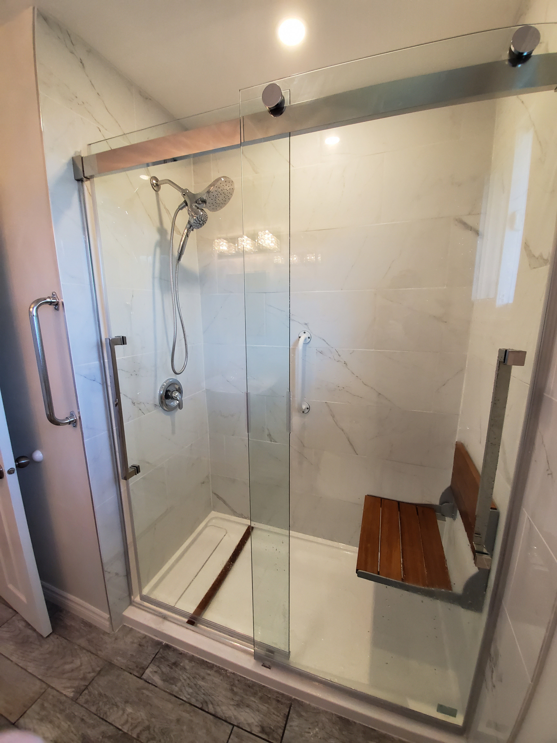 Beautiful Glass Shower with Seating